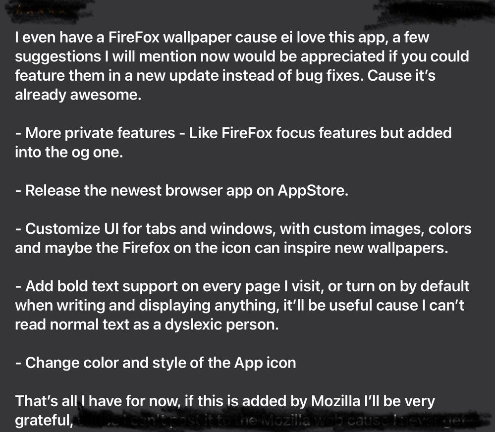 My suggestions for new updates: