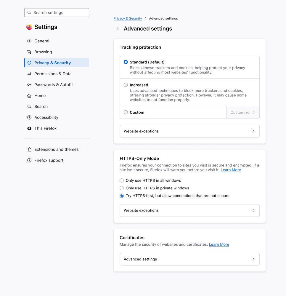 P&S Settings Customize Page